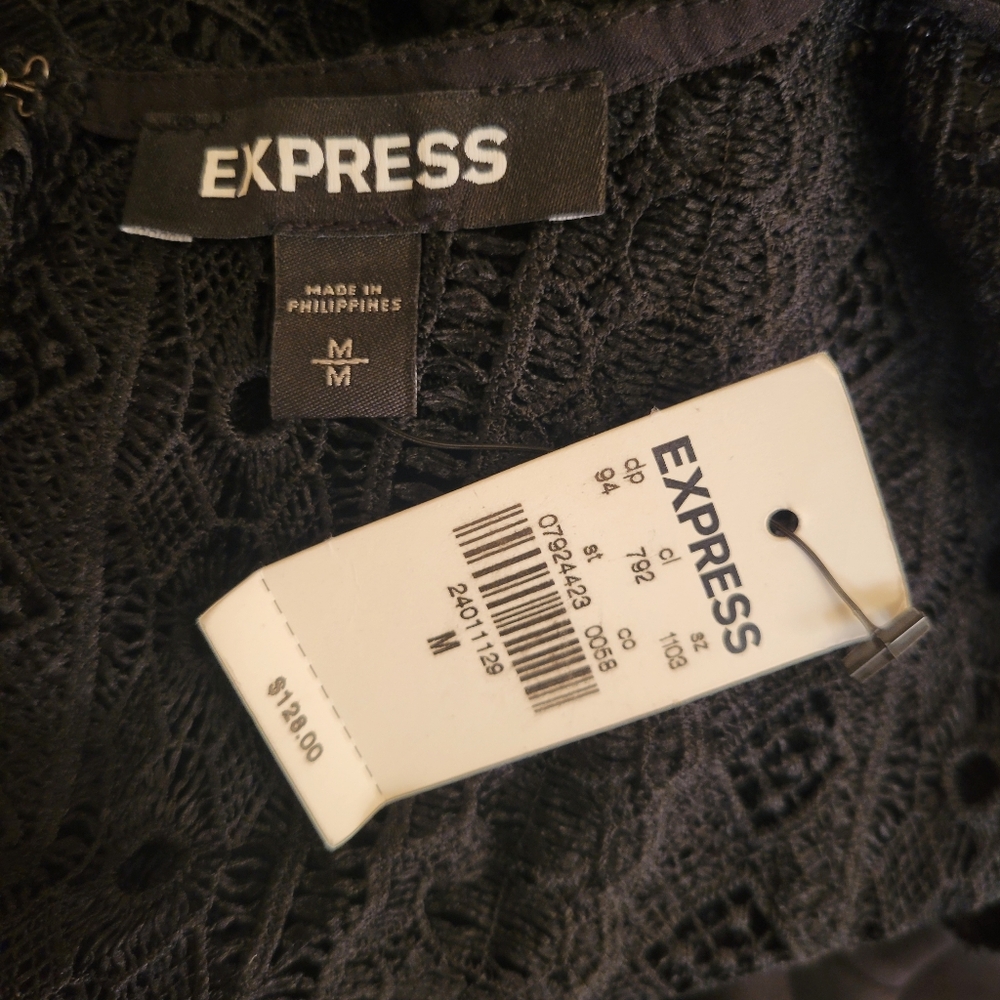 NWT Express Black Lace Layered Mini Dress Size Medium - Picture 6 of 6